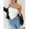 imageMakeMeChic Womens Fur Tops Concert Fuzzy Crop White Tube Tops Y2K Bandeau Snooki OutfitWhite
