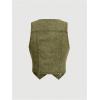 imageMakeMeChic Womens Jean Vest Top Button Down Denim Vest Crop Sleeveless V Neck JacketArmy Green