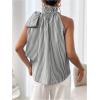 imageMakeMeChic Womens Striped Halter Tie Knot Neck Blouse Sleeveless Ruffle Elegant Business ShirtBlack