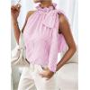 imageMakeMeChic Womens Striped Halter Tie Knot Neck Blouse Sleeveless Ruffle Elegant Business ShirtLight Purple