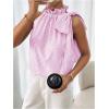 imageMakeMeChic Womens Striped Halter Tie Knot Neck Blouse Sleeveless Ruffle Elegant Business ShirtLight Purple