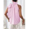 imageMakeMeChic Womens Striped Halter Tie Knot Neck Blouse Sleeveless Ruffle Elegant Business ShirtLight Purple