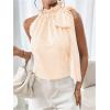 imageMakeMeChic Womens Striped Halter Tie Knot Neck Blouse Sleeveless Ruffle Elegant Business ShirtOrange