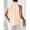 imageMakeMeChic Womens Striped Halter Tie Knot Neck Blouse Sleeveless Ruffle Elegant Business ShirtOrange