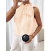 imageMakeMeChic Womens Striped Halter Tie Knot Neck Blouse Sleeveless Ruffle Elegant Business ShirtOrange