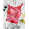 imageMakeMeChic Womens Summer Mesh Tie Dye Asymmetrical Crop Tops Twist Sleeveless Y2k TankMulticolor