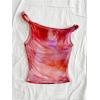 imageMakeMeChic Womens Summer Mesh Tie Dye Asymmetrical Crop Tops Twist Sleeveless Y2k TankMulticolor