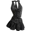 imageMakeMeChic Womens Denim Corset Top Halter Backless Shirred Y2K Crop TopsBlack