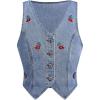 imageMakeMeChic Womens Denim Vest Cherry Cropped Button Down Jean Vest Sleeveless Tank TopLight Wash