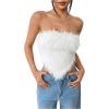 imageMakeMeChic Womens Fur Tops Concert Fuzzy Crop White Tube Tops Y2K Bandeau Snooki OutfitWhite