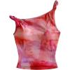 imageMakeMeChic Womens Summer Mesh Tie Dye Asymmetrical Crop Tops Twist Sleeveless Y2k TankMulticolor