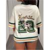 imageMakeMeChic Womens Jersey Shirts Number Graphic Oversized Y2K Tee TopsGreen Beige