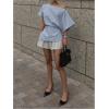 imageMakeMeChic Womens Summer Asymmetrical Tops Dolman Sleeve Blouse One Shoulder Split Hem Dressy ShirtBlue a