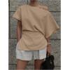 imageMakeMeChic Womens Summer Asymmetrical Tops Dolman Sleeve Blouse One Shoulder Split Hem Dressy ShirtKhaki