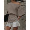 imageMakeMeChic Womens Summer Asymmetrical Tops Dolman Sleeve Blouse One Shoulder Split Hem Dressy ShirtLight Khaki