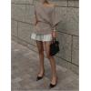 imageMakeMeChic Womens Summer Asymmetrical Tops Dolman Sleeve Blouse One Shoulder Split Hem Dressy ShirtLight Khaki