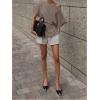 imageMakeMeChic Womens Summer Asymmetrical Tops Dolman Sleeve Blouse One Shoulder Split Hem Dressy ShirtLight Khaki