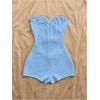 imageMakeMeChic Womens Summer Short Rompers Cut Out Bandeau Strapless One Piece JumpsuitsBlue