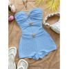imageMakeMeChic Womens Summer Short Rompers Cut Out Bandeau Strapless One Piece JumpsuitsBlue