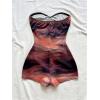 imageMakeMeChic Womens Summer Short Rompers Cut Out Bandeau Strapless One Piece JumpsuitsBrown