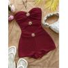 imageMakeMeChic Womens Summer Short Rompers Cut Out Bandeau Strapless One Piece JumpsuitsBurgundy Solid