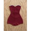 imageMakeMeChic Womens Summer Short Rompers Cut Out Bandeau Strapless One Piece JumpsuitsBurgundy Solid
