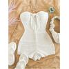 imageMakeMeChic Womens Summer Short Rompers Cut Out Bandeau Strapless One Piece JumpsuitsKnot White