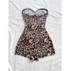 imageMakeMeChic Womens Summer Short Rompers Cut Out Bandeau Strapless One Piece JumpsuitsLeopard