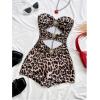 imageMakeMeChic Womens Summer Short Rompers Cut Out Bandeau Strapless One Piece JumpsuitsLeopard