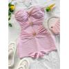 imageMakeMeChic Womens Summer Short Rompers Cut Out Bandeau Strapless One Piece JumpsuitsPink Solid