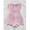 imageMakeMeChic Womens Summer Short Rompers Cut Out Bandeau Strapless One Piece JumpsuitsPink Solid