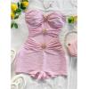 imageMakeMeChic Womens Summer Short Rompers Cut Out Bandeau Strapless One Piece JumpsuitsPink Solid