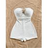 imageMakeMeChic Womens Summer Short Rompers Cut Out Bandeau Strapless One Piece JumpsuitsPlain White