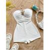 imageMakeMeChic Womens Summer Short Rompers Cut Out Bandeau Strapless One Piece JumpsuitsPlain White