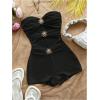 imageMakeMeChic Womens Summer Short Rompers Cut Out Bandeau Strapless One Piece JumpsuitsSolid Black
