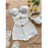 imageMakeMeChic Womens Summer Short Rompers Cut Out Bandeau Strapless One Piece JumpsuitsTexture White