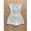 imageMakeMeChic Womens Summer Short Rompers Cut Out Bandeau Strapless One Piece JumpsuitsTexture White