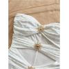 imageMakeMeChic Womens Summer Short Rompers Cut Out Bandeau Strapless One Piece JumpsuitsWhite Solid