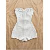 imageMakeMeChic Womens Summer Short Rompers Cut Out Bandeau Strapless One Piece JumpsuitsWhite Solid