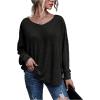 imageMakeMeChic Womens Tie Back Tops V Neck Long Sleeve Off Shoulder Casual Tee Shirt TopBlack
