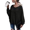 imageMakeMeChic Womens Tie Back Tops V Neck Long Sleeve Off Shoulder Casual Tee Shirt TopBlack