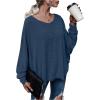 imageMakeMeChic Womens Tie Back Tops V Neck Long Sleeve Off Shoulder Casual Tee Shirt TopDusty Blue