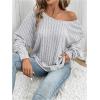 imageMakeMeChic Womens Tie Back Tops V Neck Long Sleeve Off Shoulder Casual Tee Shirt TopGrey a