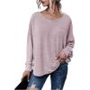 imageMakeMeChic Womens Tie Back Tops V Neck Long Sleeve Off Shoulder Casual Tee Shirt TopLight Pink