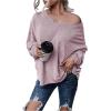 imageMakeMeChic Womens Tie Back Tops V Neck Long Sleeve Off Shoulder Casual Tee Shirt TopLight Pink