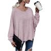 imageMakeMeChic Womens Tie Back Tops V Neck Long Sleeve Off Shoulder Casual Tee Shirt TopLight Pink