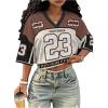 imageMakeMeChic Womens Jersey Shirts Number Graphic Oversized Y2K Tee TopsBrown White