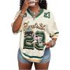 imageMakeMeChic Womens Jersey Shirts Number Graphic Oversized Y2K Tee TopsGreen Beige