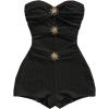 imageMakeMeChic Womens Summer Short Rompers Cut Out Bandeau Strapless One Piece JumpsuitsSolid Black