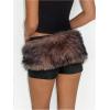 imageMakeMeChic Womens Leather Shorts Summer Wrap Fuzzy Mini Micro Shorts Y2K Club OutfitsBlack